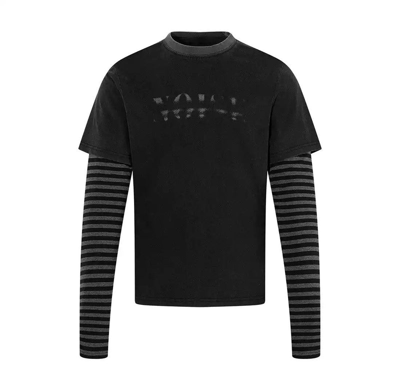 Grunge Layered Striped Long Sleeve T-Shirt