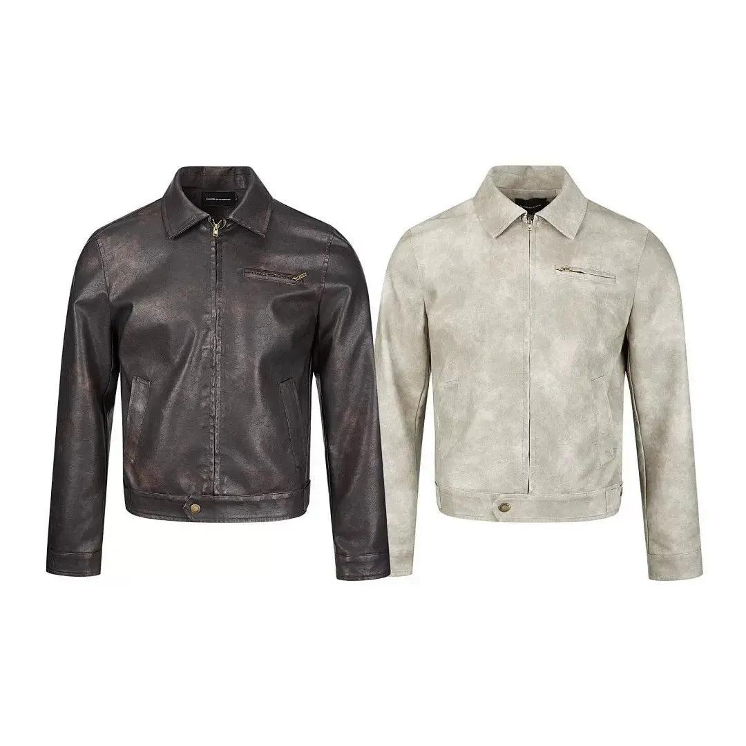 Plain Color Faux Leather Jacket