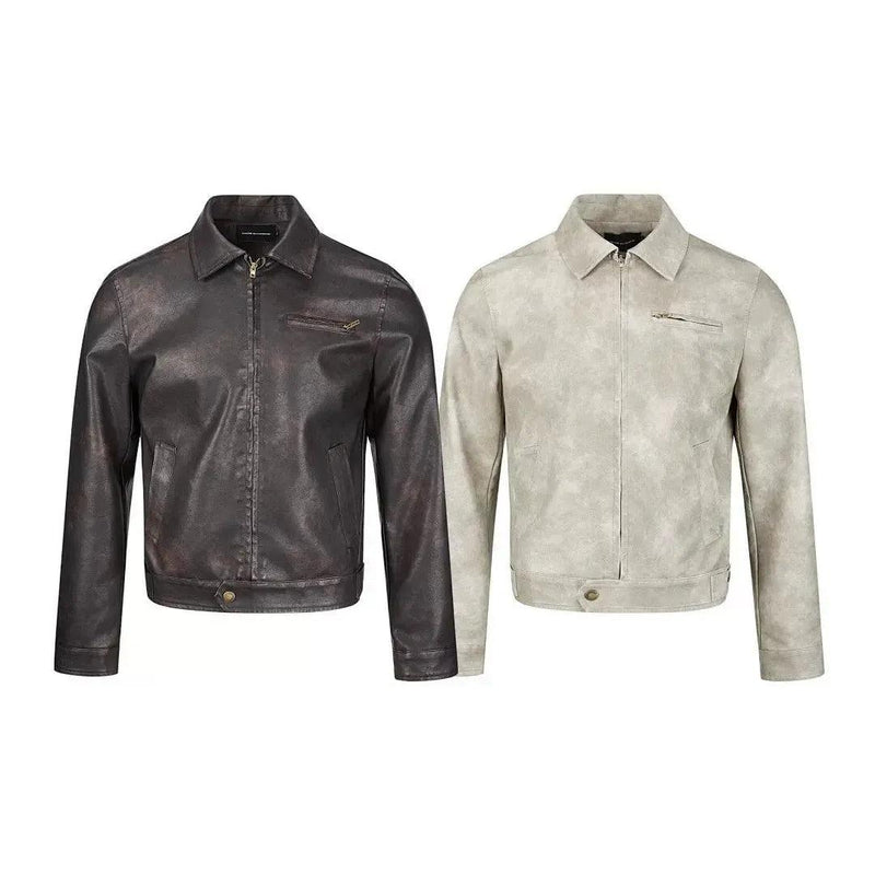 Plain Color Faux Leather Jacket