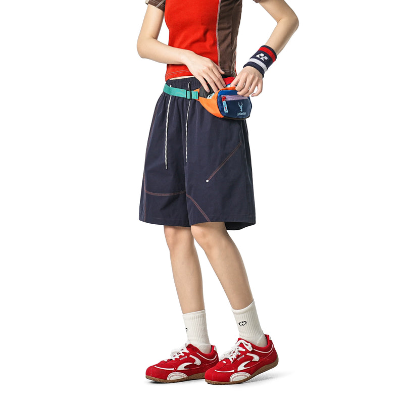 Drawstring Contrast Coverstitched Shorts