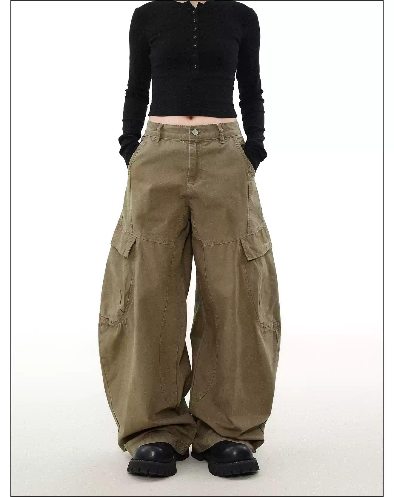 Functional Pocket Wide Cargo Pants