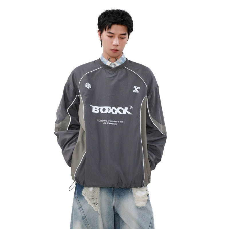Spliced Effect Contrast Nylon Crewneck