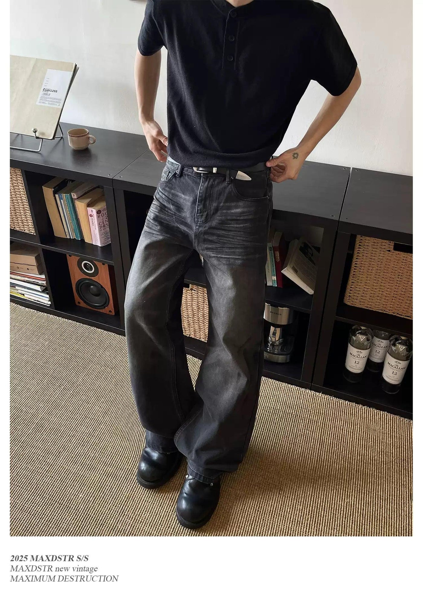 Water Ripple Straight Jeans