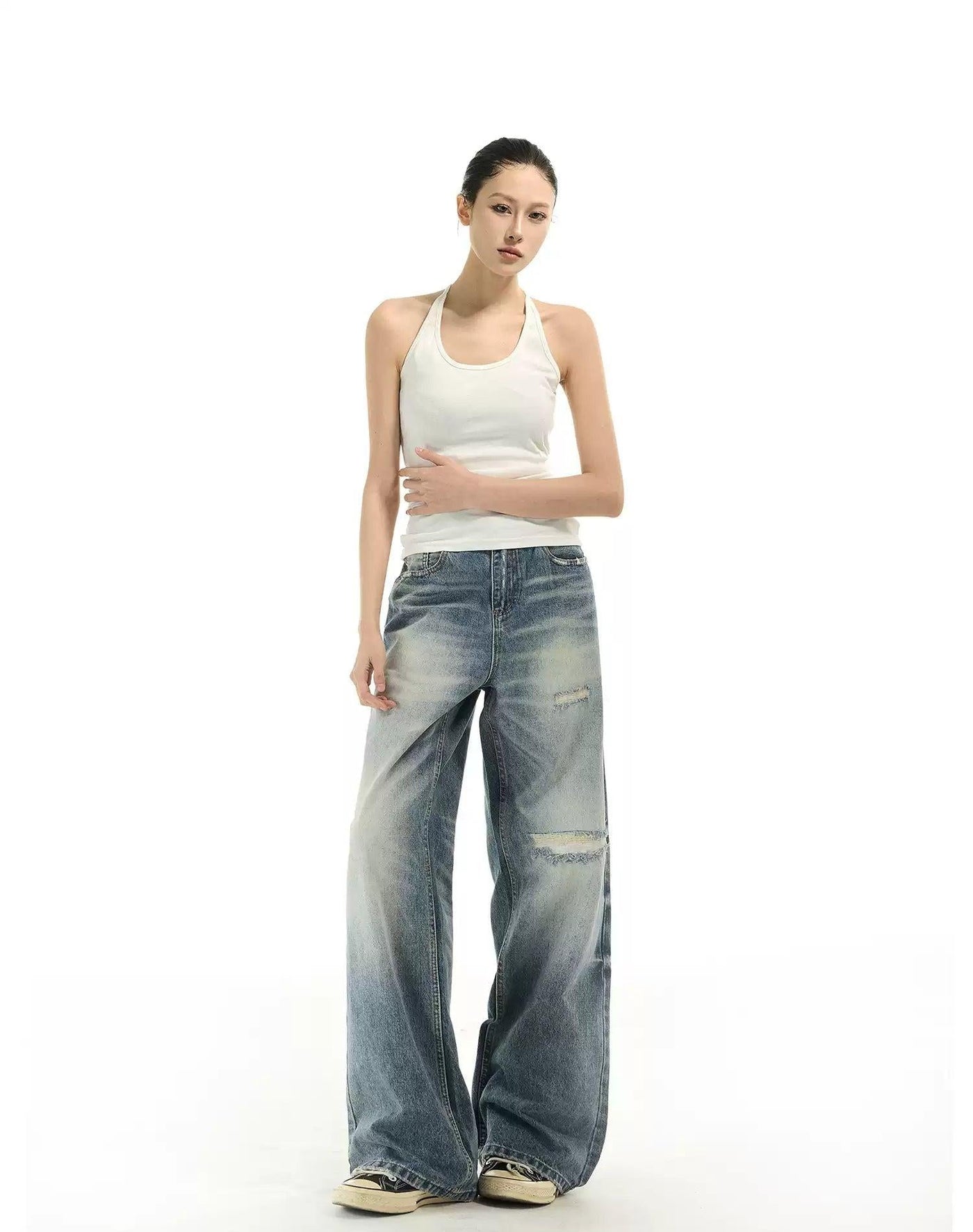 Distressed Faded Washed Jeans
