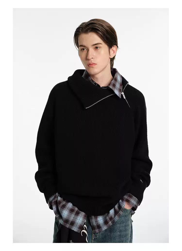 Side Zip Blend Woollen Knit Turtleneck