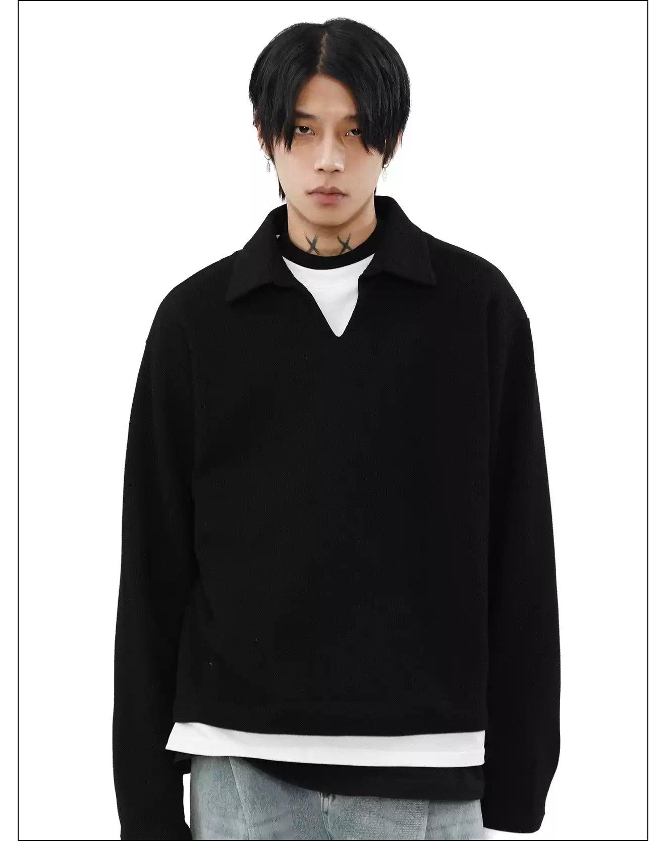 Contrast Color Waffle Textured Sweater