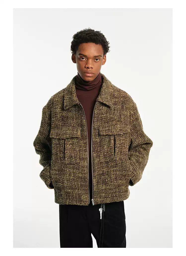 Breast Pocket Textured Boxy Jacket