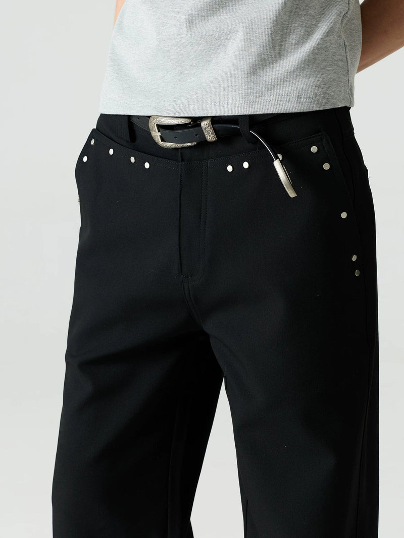Rivet Front Pocket Flared Pants