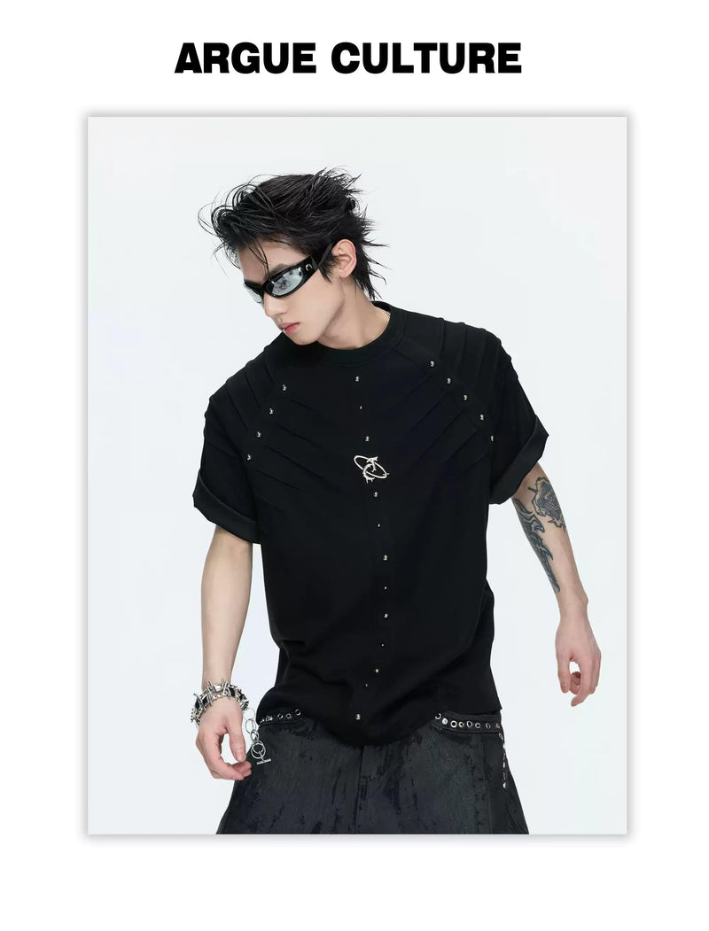 Pleated Riveted Boxy T-Shirt