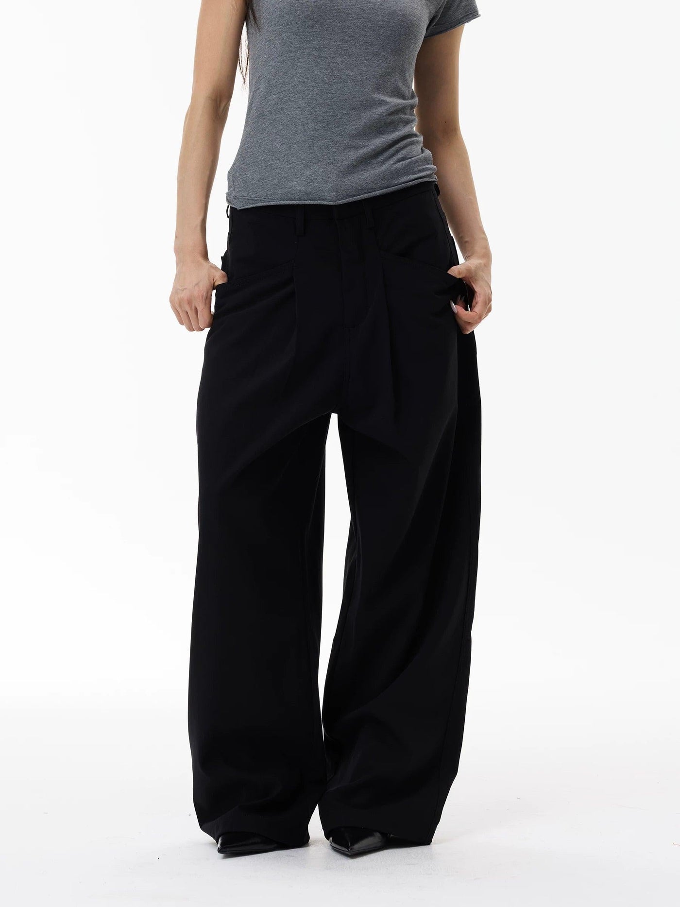 Structured Wool Blend Trousers