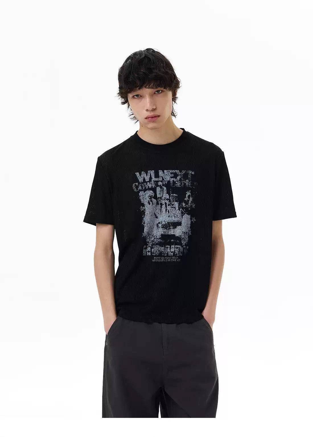 Grunge Print Textured T-Shirt