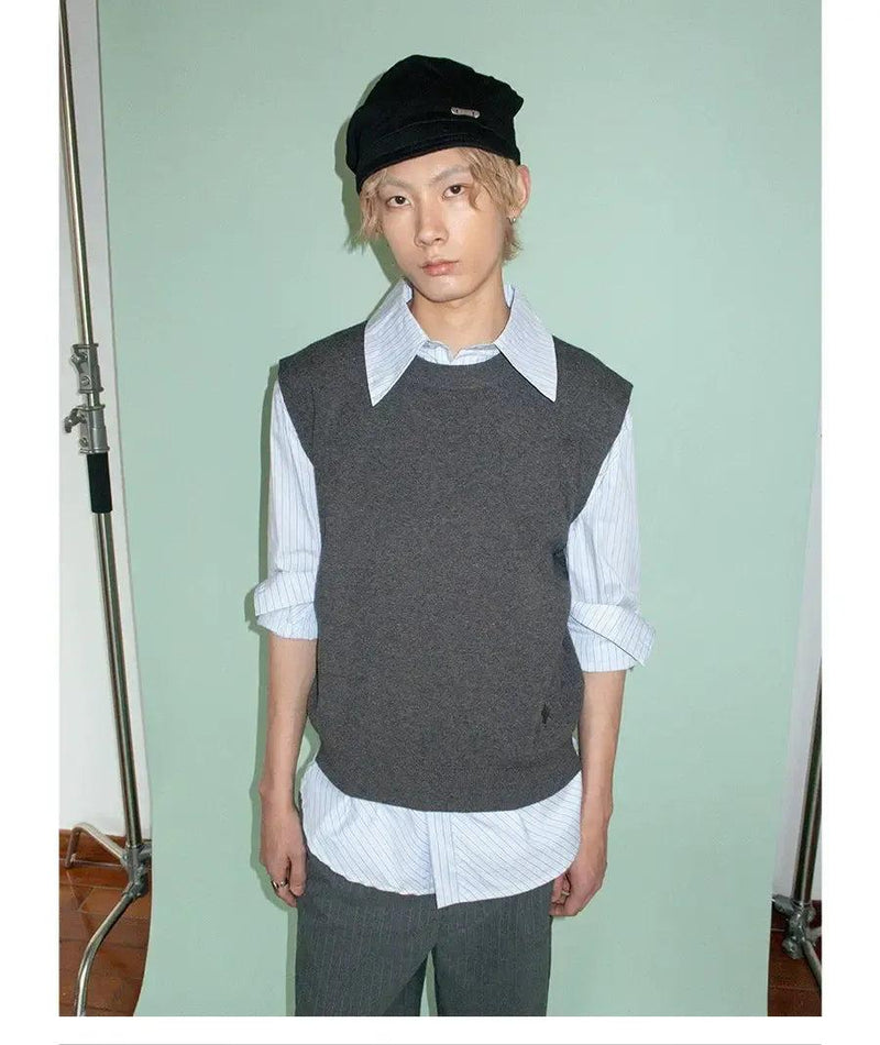 Plain Color Knit Vest