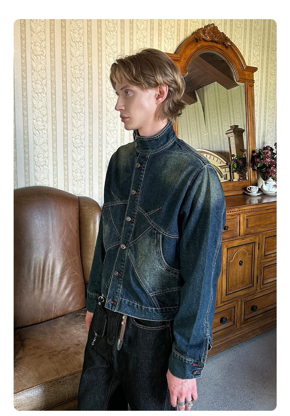 Structured Faded Denim Jacket