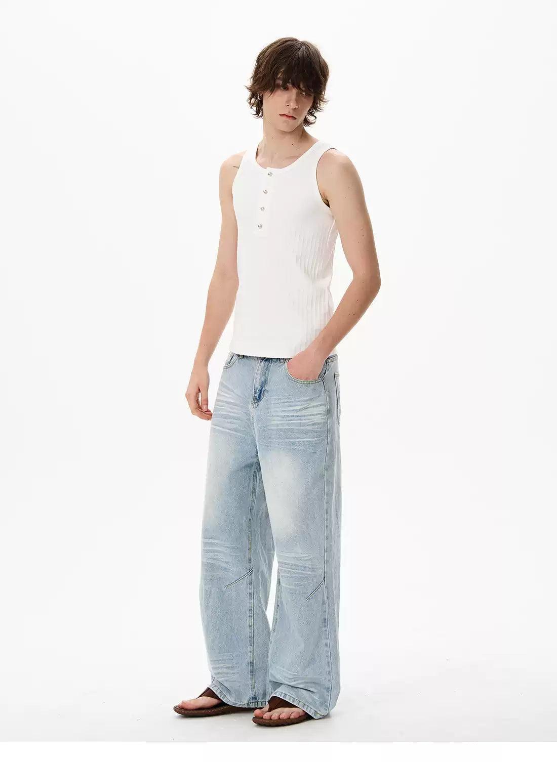 Buttoned and Ribbed Tank Top