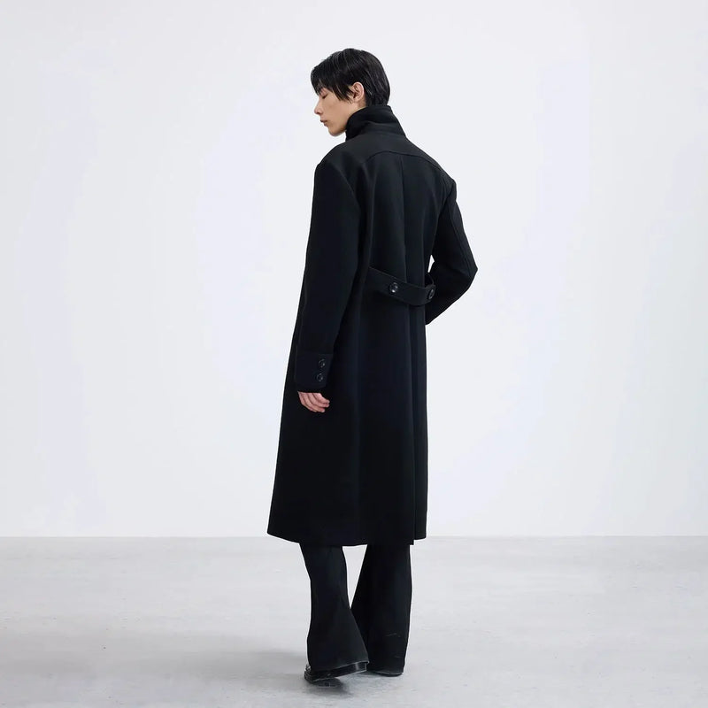 Classic Sleek Buttoned Woolen Overcoat