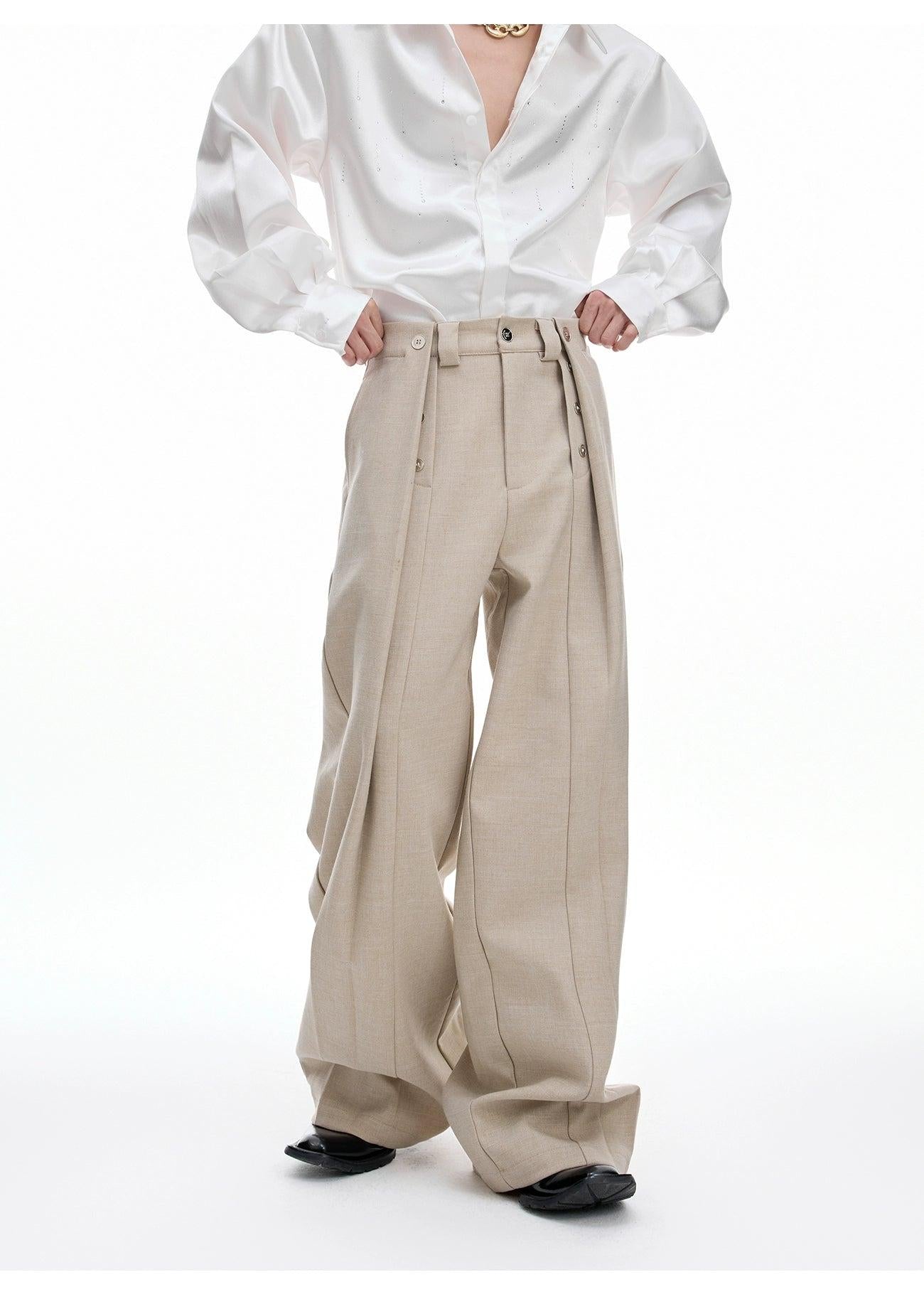 Chic Button Pleated Trousers