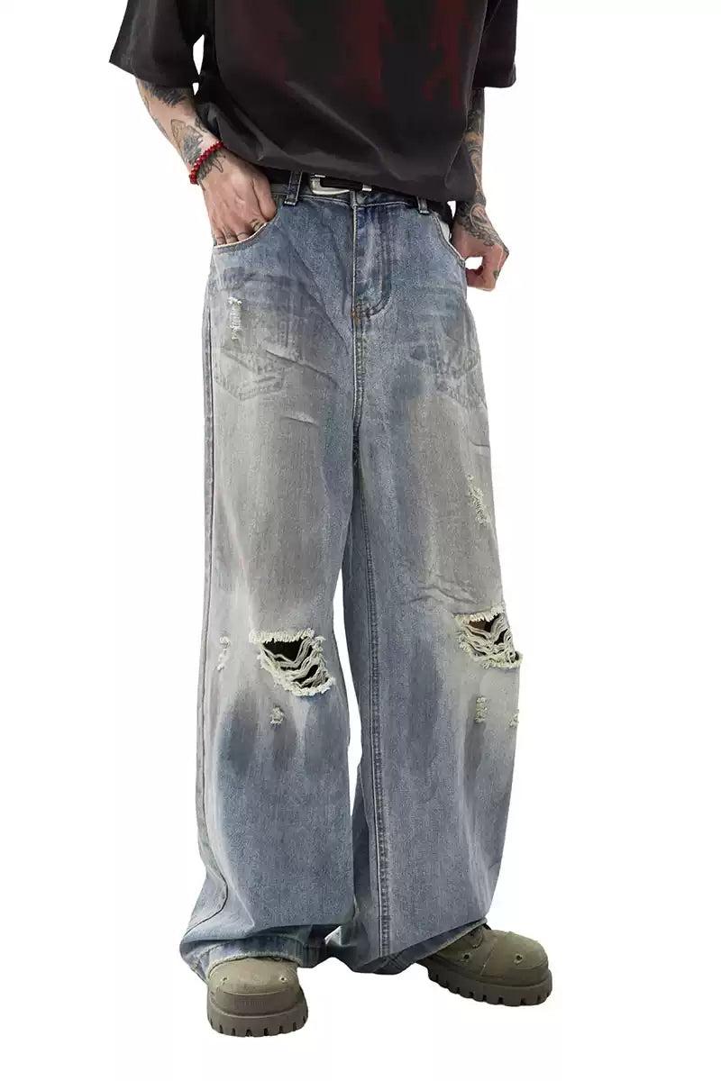 Smudged Ripped Knee Jeans