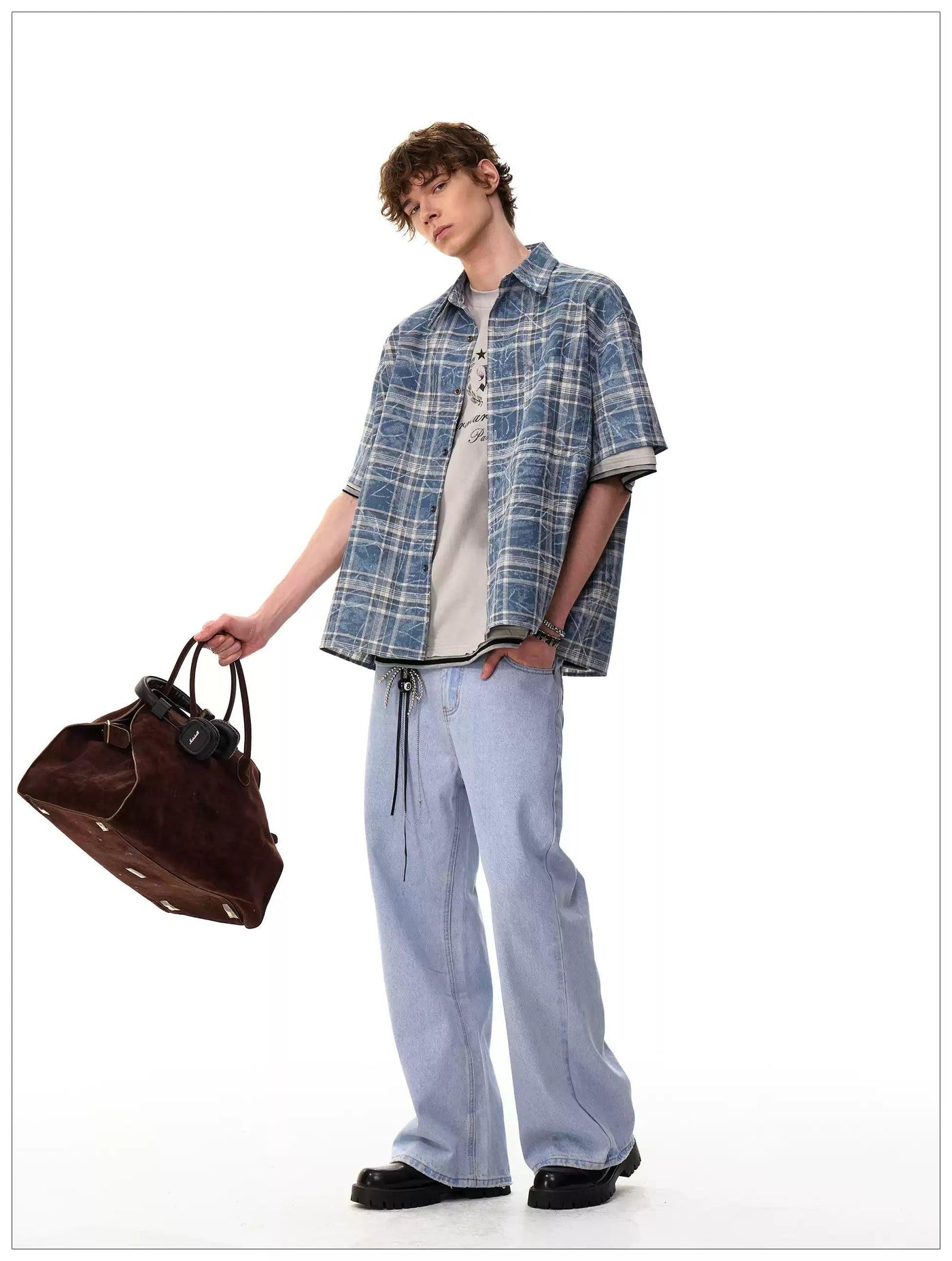 Abstract Lines Checkered Shirt