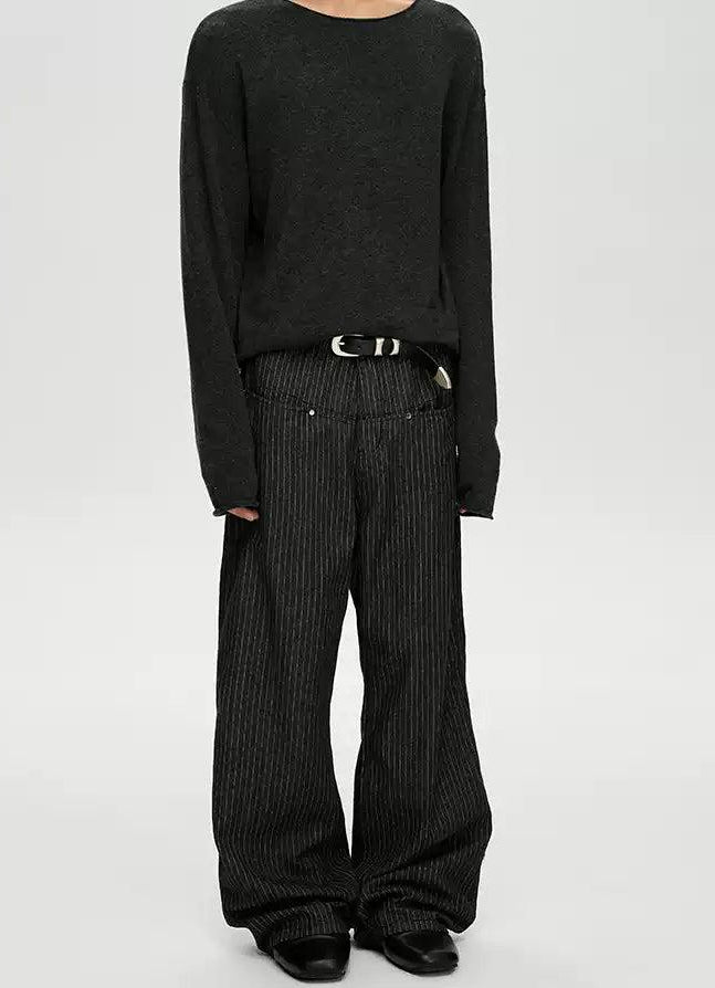 Vertical Stripes Pocket Pants