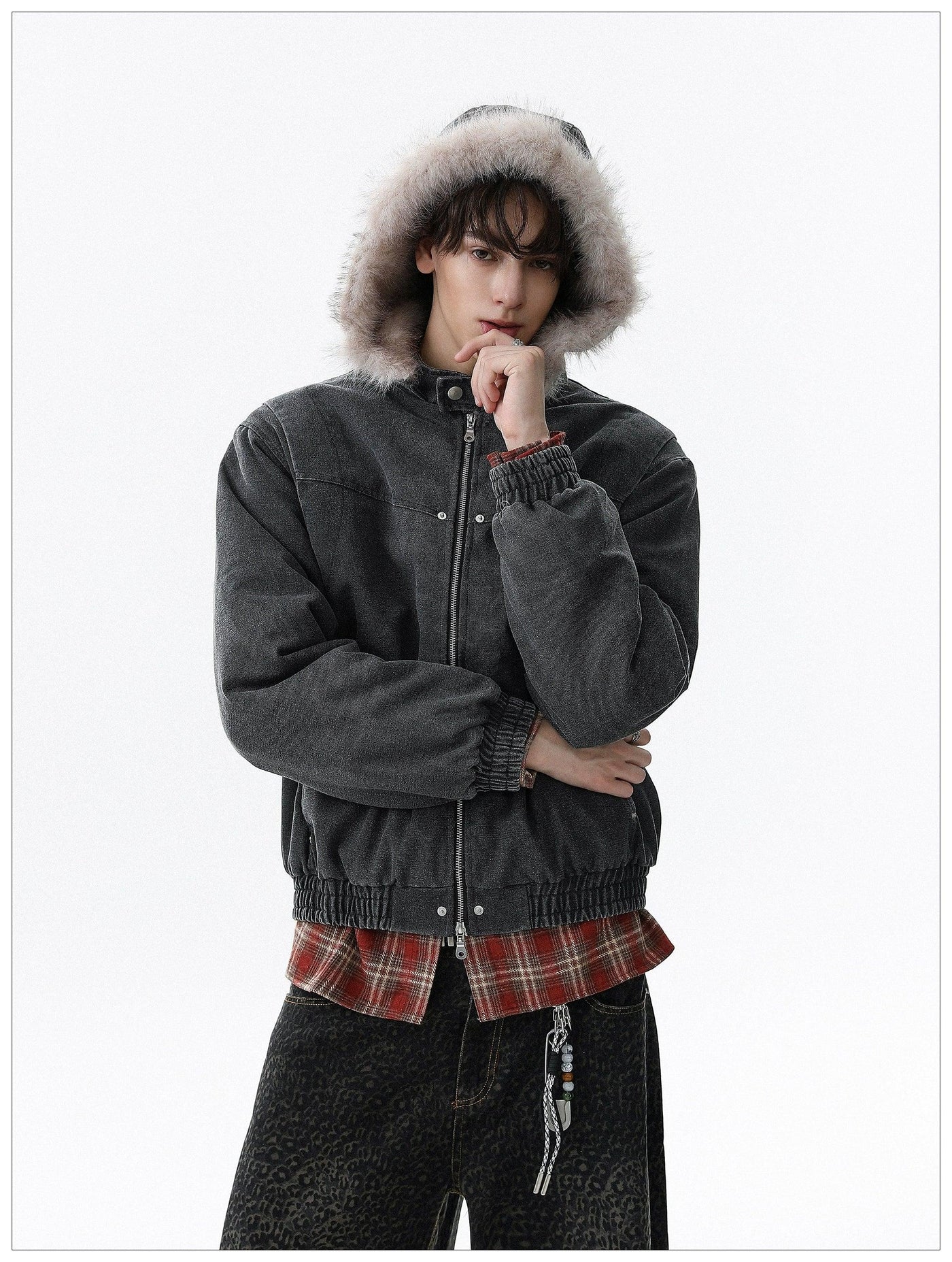 Faux Fur Lining Zipped Jacket
