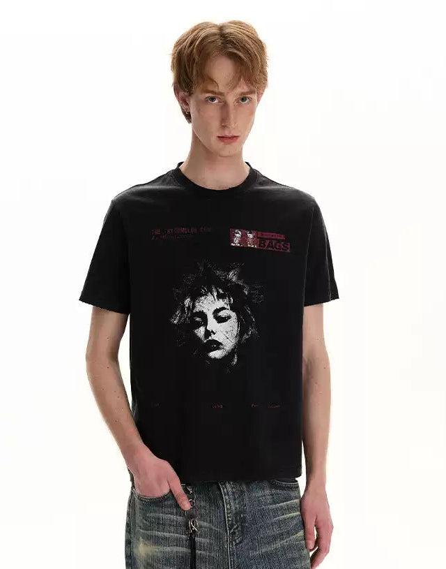 Ink Portrait Print T-Shirt