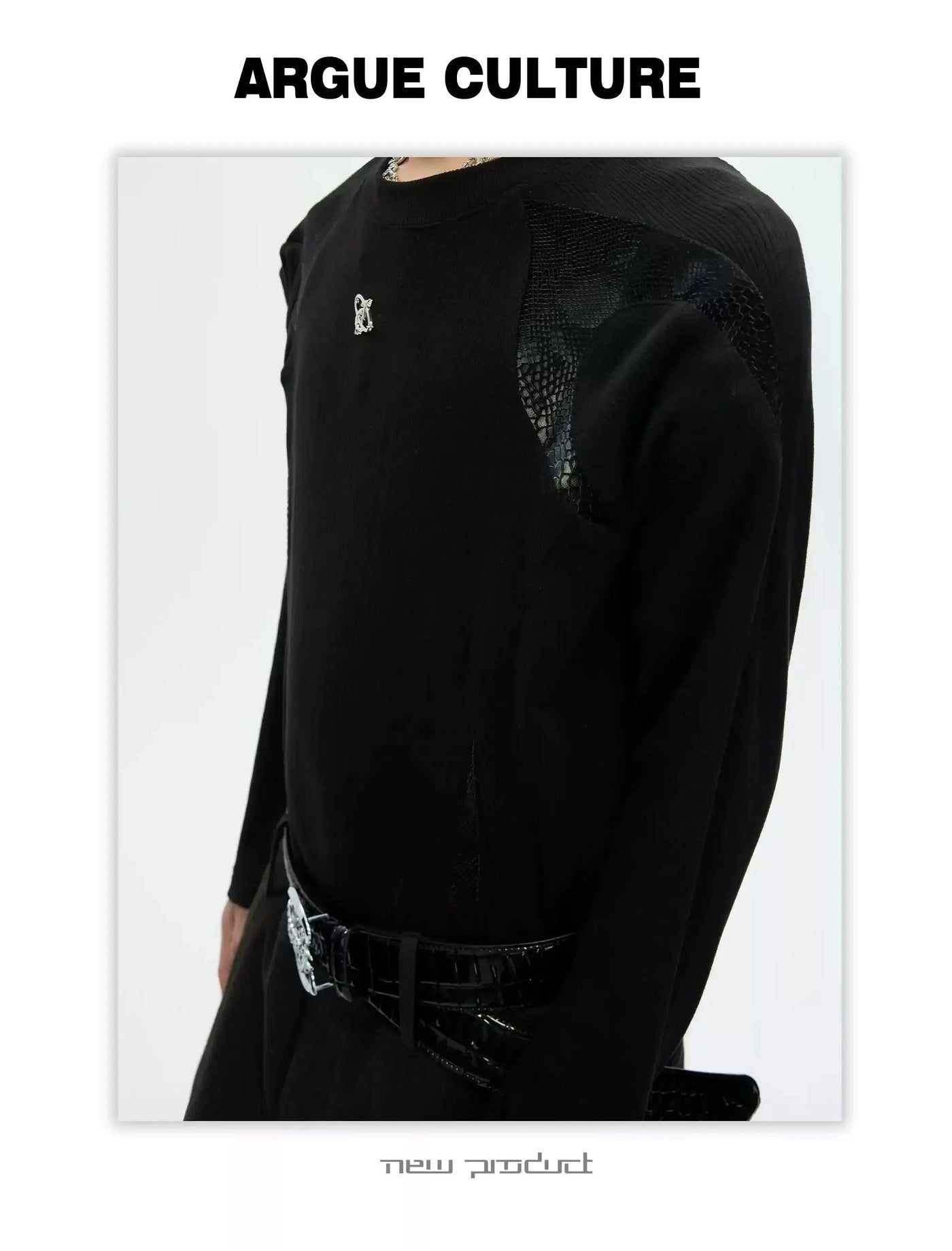 Textured Spliced Long Sleeve T-Shirt