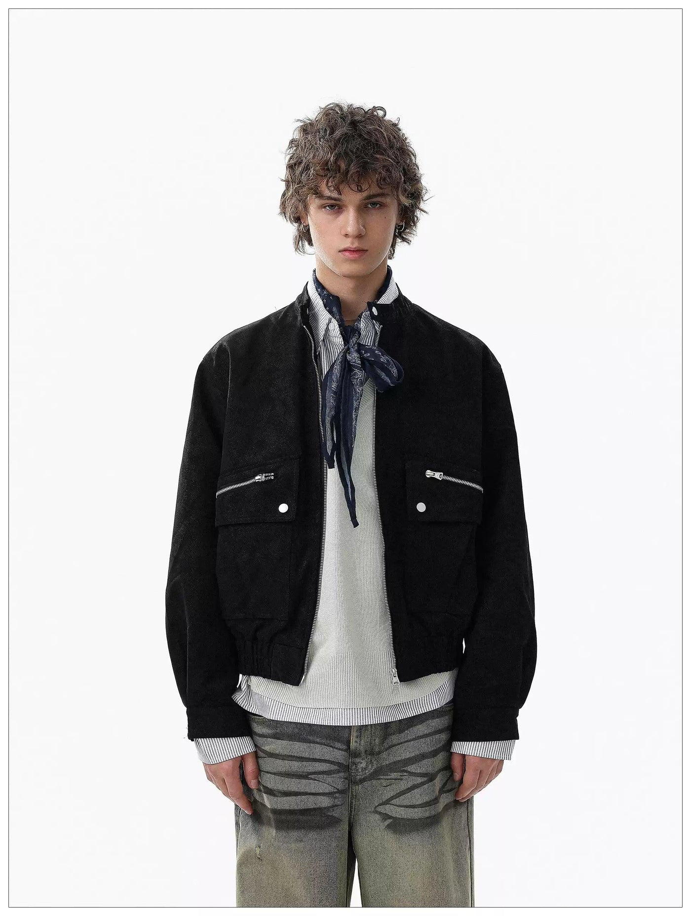 Multi-Detail Pocket Washed Denim Jacket