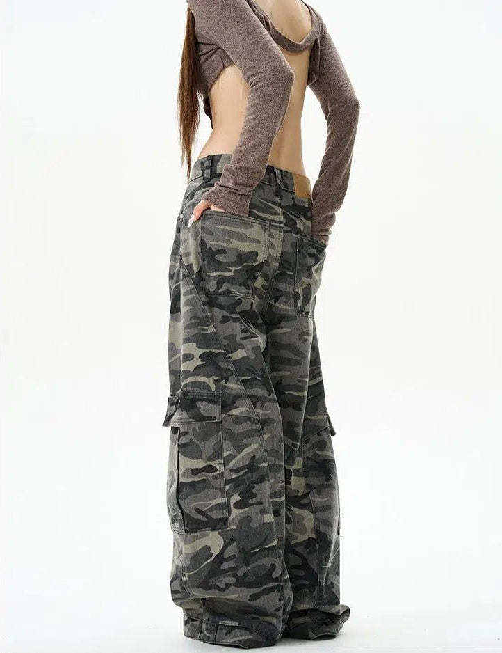 Camo Cargo Wide Pants