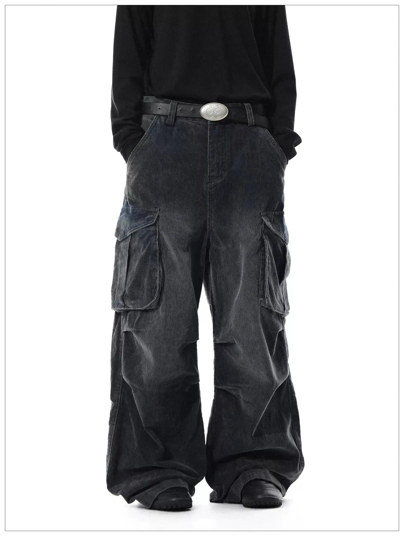 Washed Corduroy Cargo Jeans