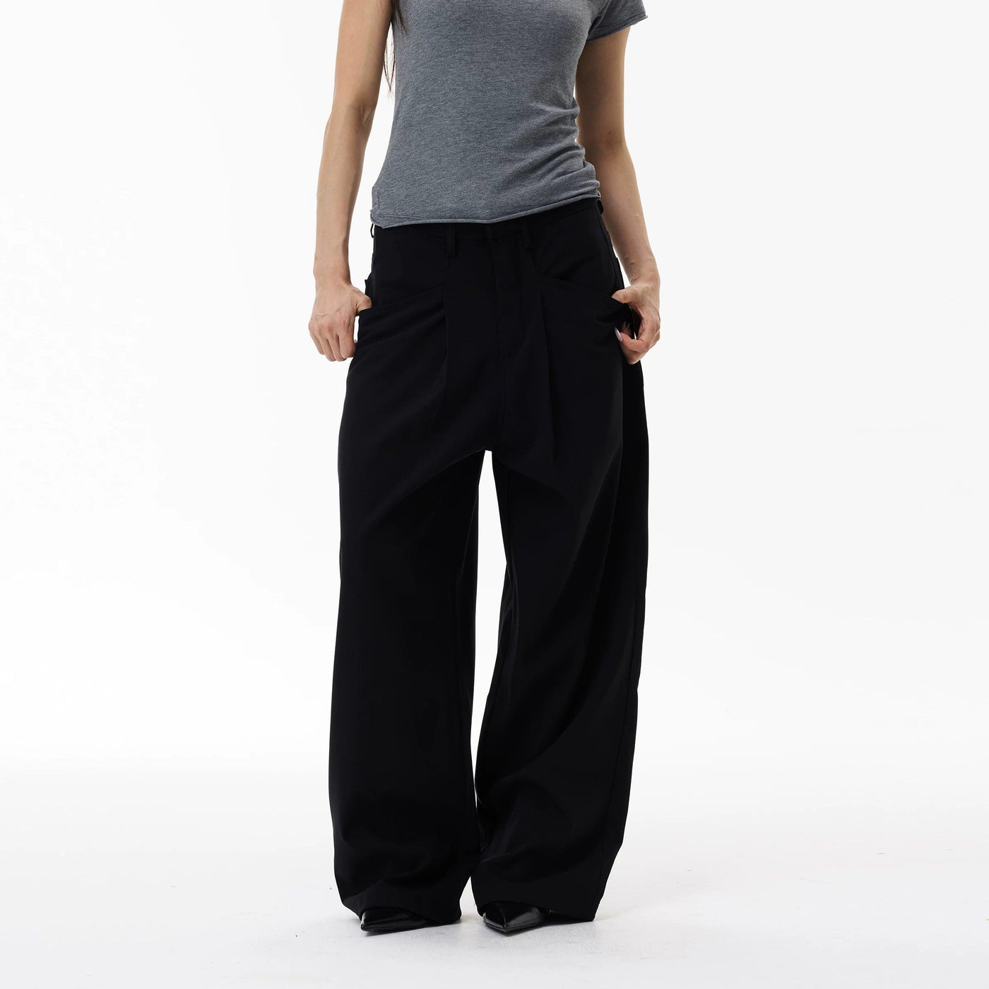 Structured Wool Blend Trousers