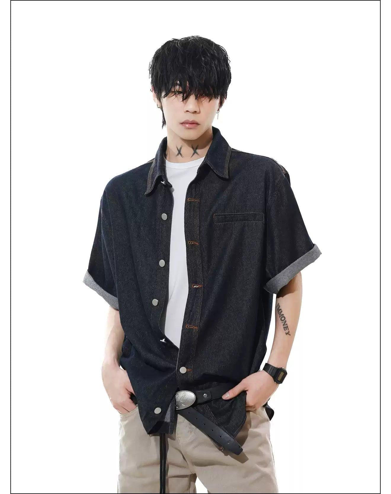 Neat Regular Fit Denim Shirt