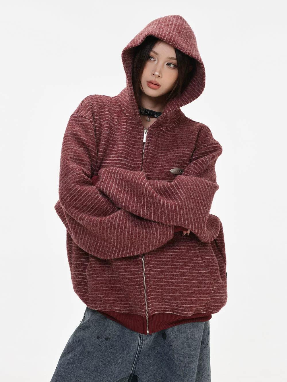 Cozy Striped Zip-Up Hoodie