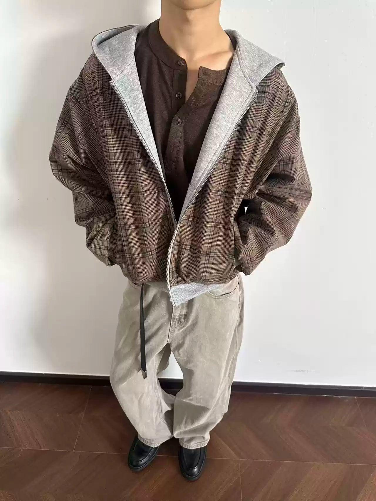 Reversible Plaid Zip-Up Hoodie