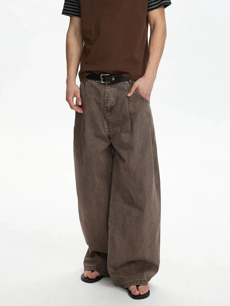 Solid Washed Wide Leg Jeans