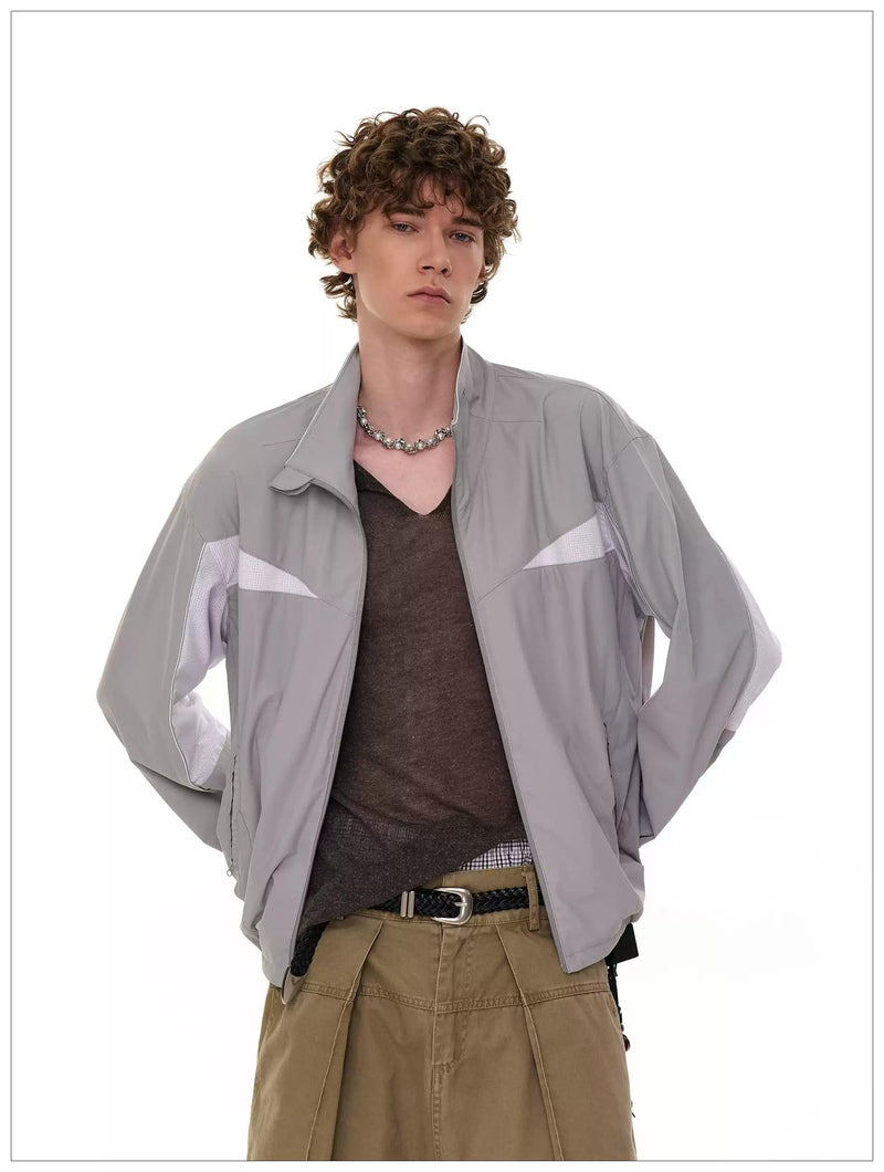 Contrast Spliced Nylon Jacket