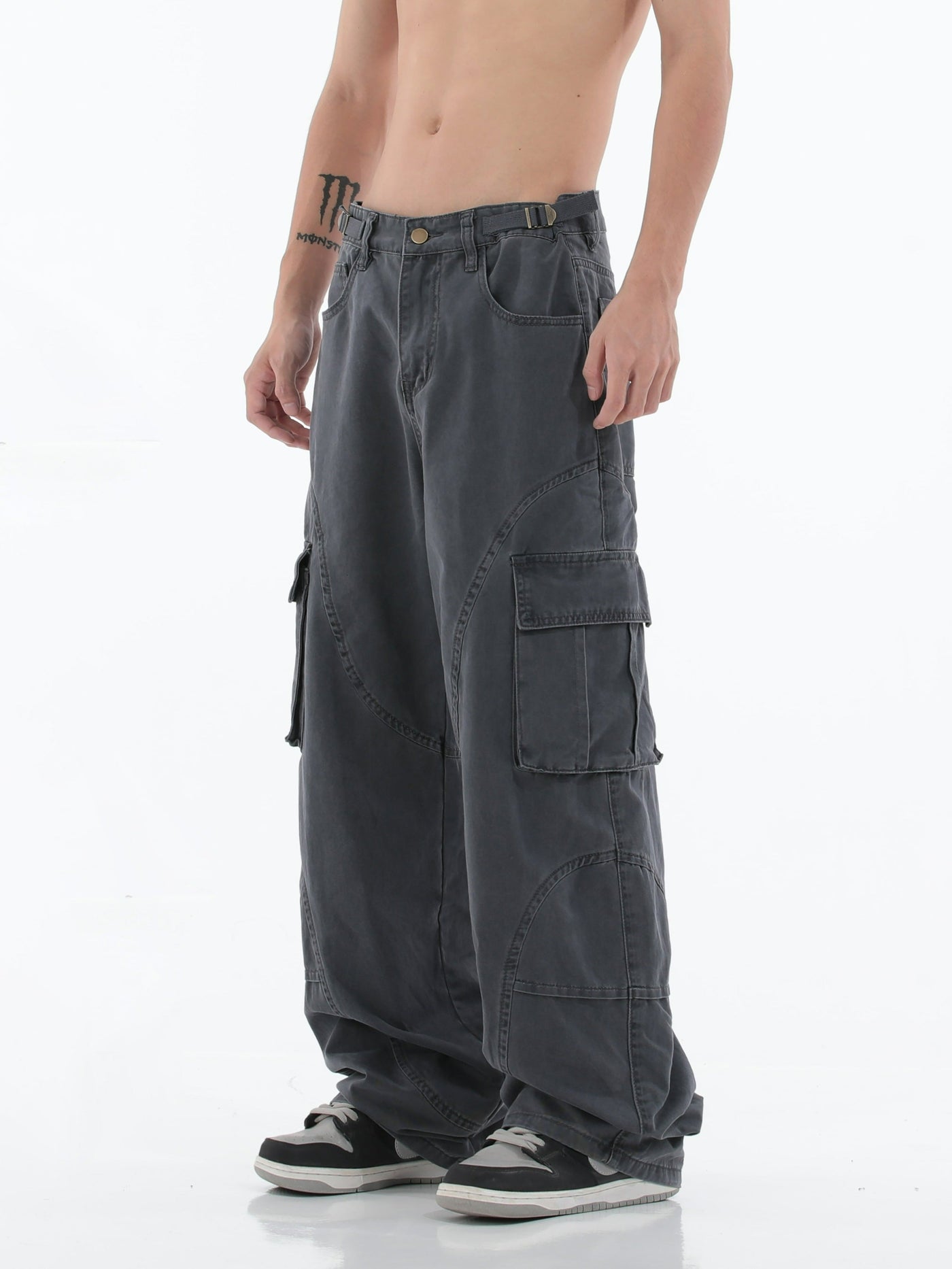 Washed Straight Loose Cargo Pants