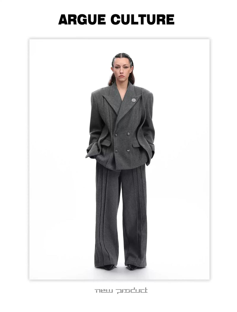 Peak Lapel Blazer & Pleated Pants Set