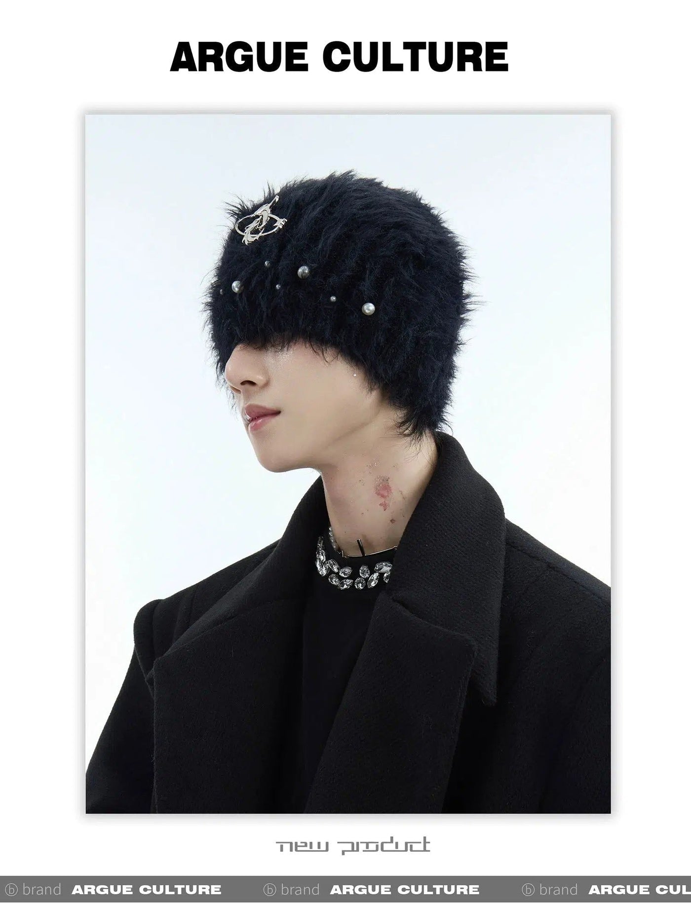 Furry Pearl & Metal Logo Hat