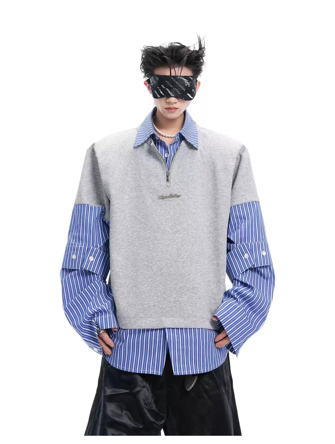 Spliced Sleeve Striped Layers Polo