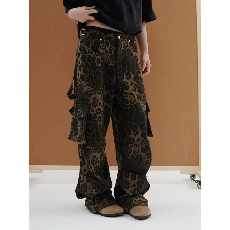 Leopard Casual Cargo Pants