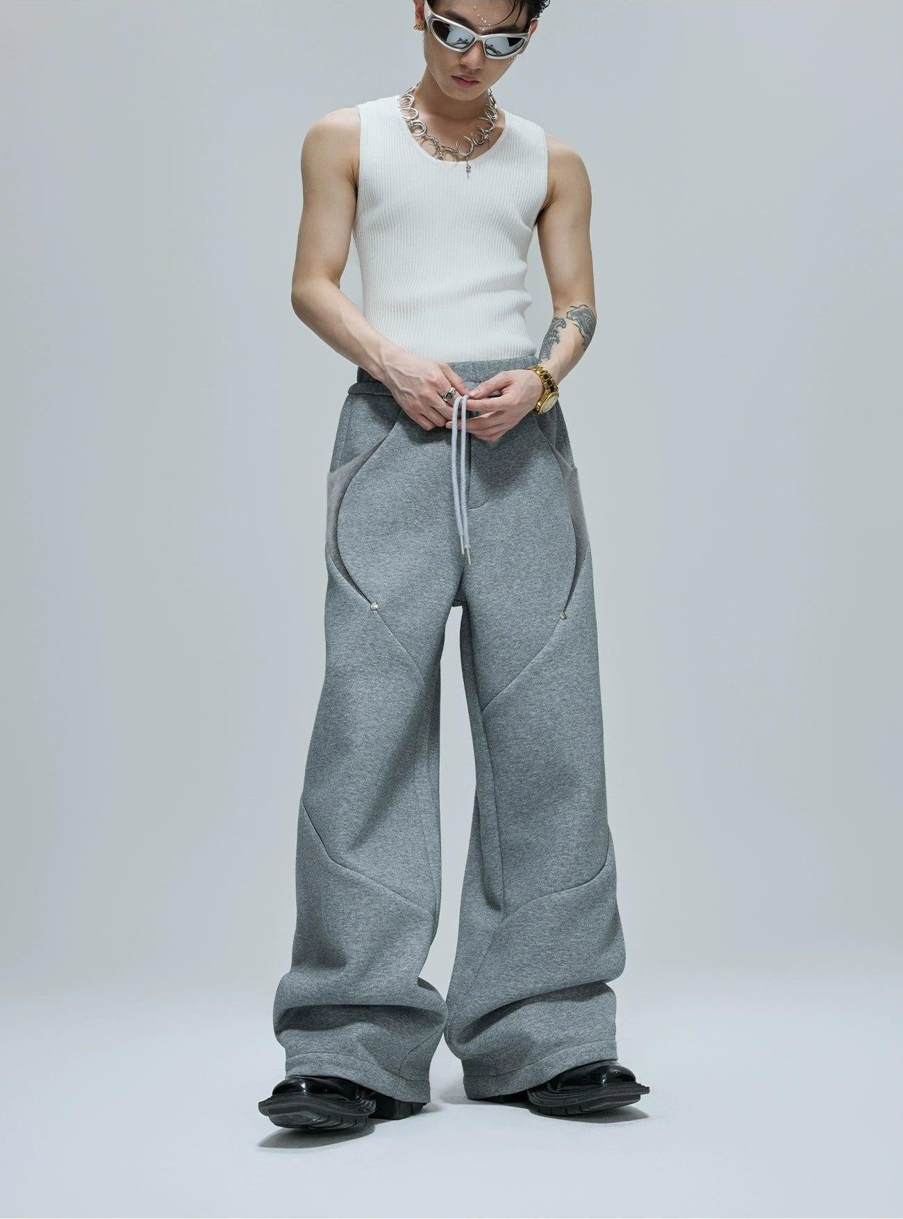 Athleisure Contrast Spliced Zip-Up Hoodie & Sweatpants Set