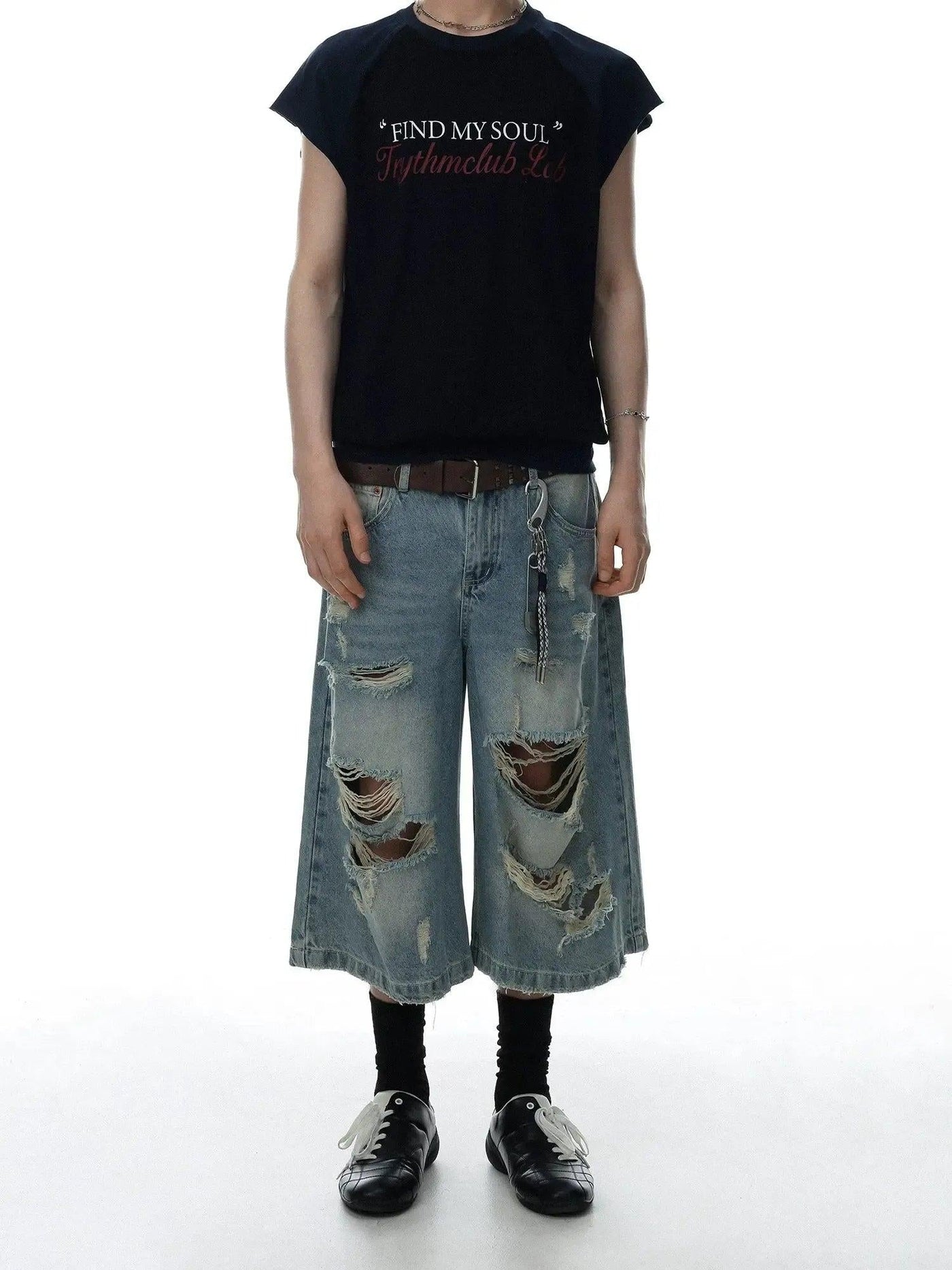 Faded Ripped Loose Denim Shorts