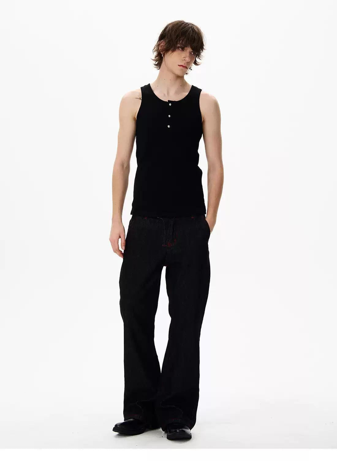 Buttoned and Ribbed Tank Top