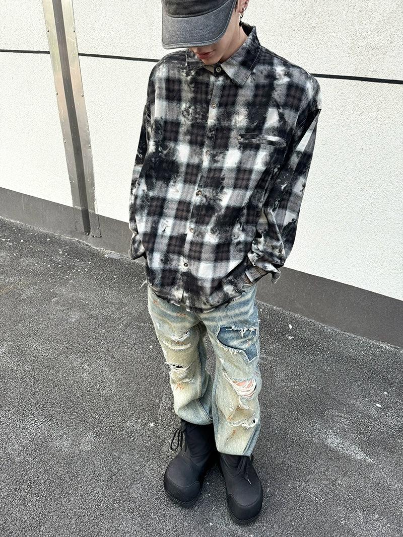 Ink Washed Checkered Shirt