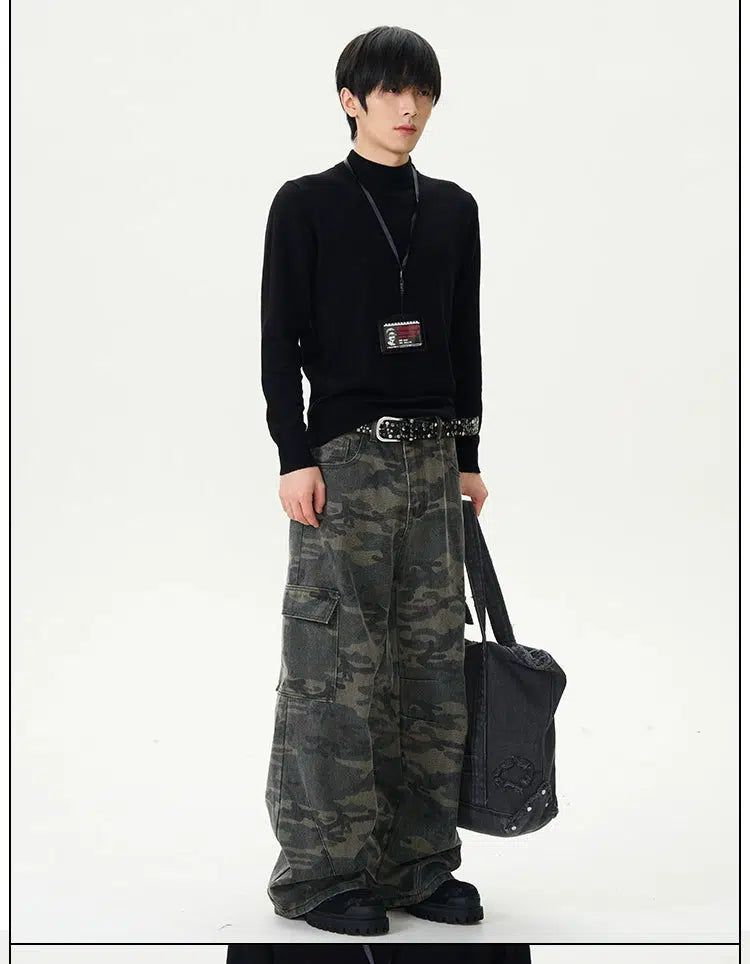 Faded Camo Straight Cargo Pants