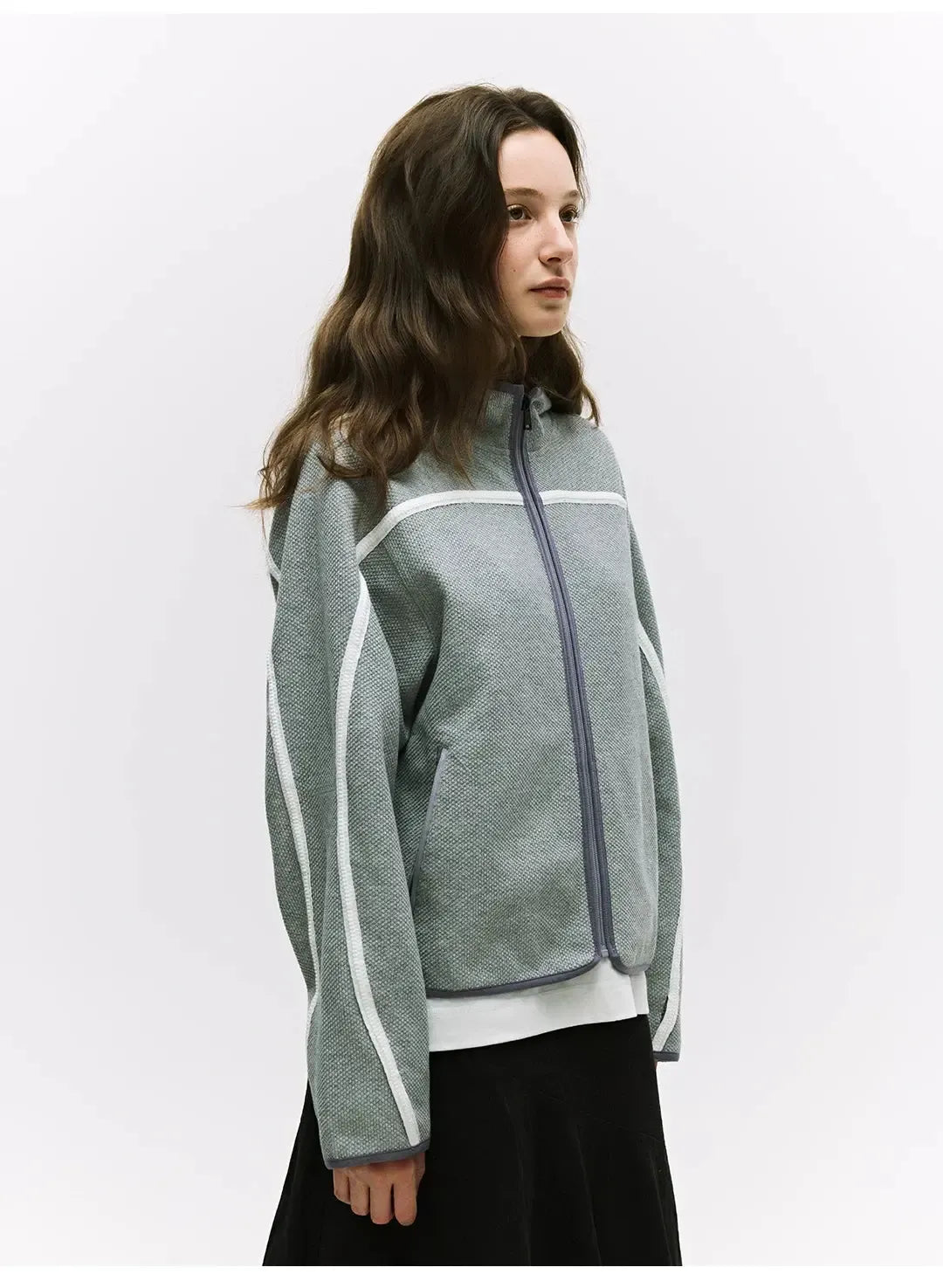Contrast Zip Seam Detail Knit Jacket