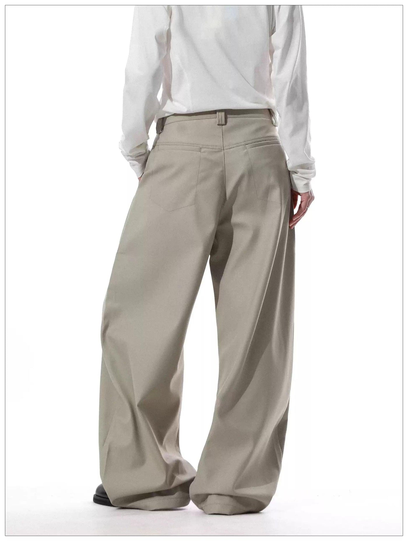 Drawstring Pleats Wide Leg Trousers