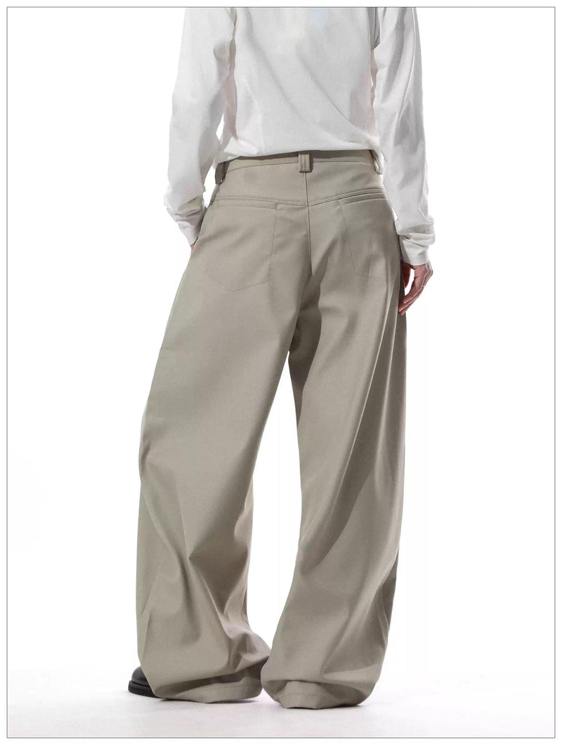 Drawstring Pleats Wide Leg Trousers