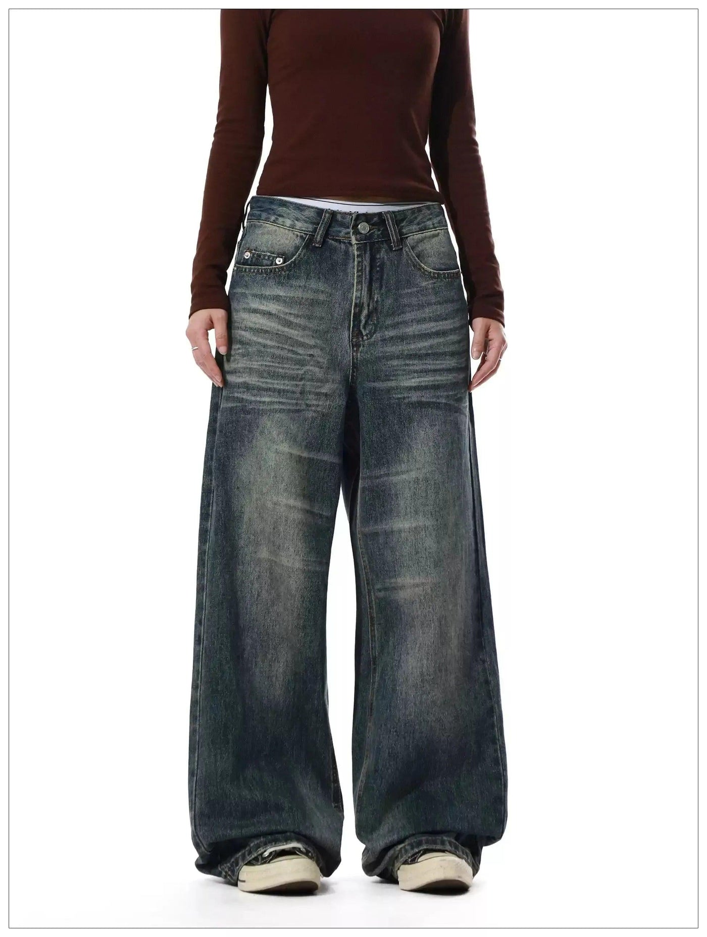 Faded Whiskers Straight Leg Jeans