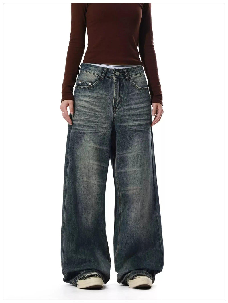 Faded Whiskers Straight Leg Jeans